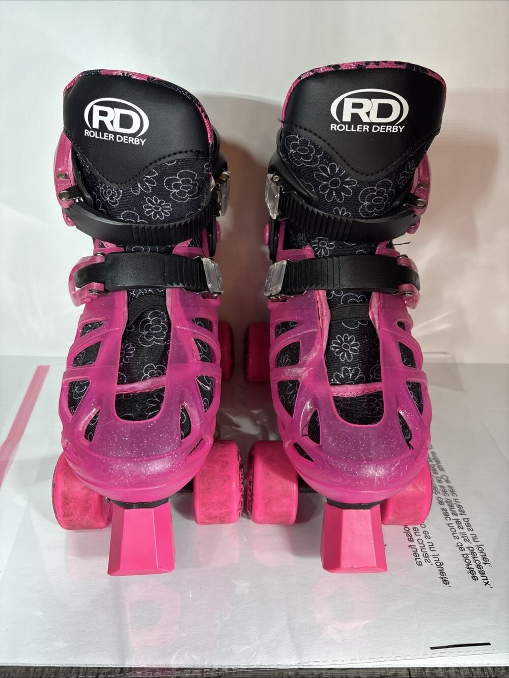 Roller Derby Energy Flex kids Girls Roller Skates Pink Black Quick Fit size 3-6